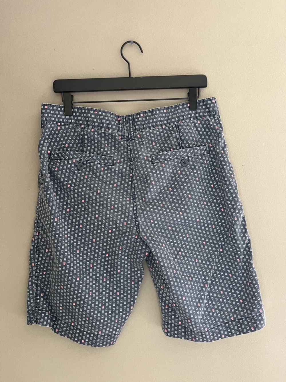 Retrofit Men's Navy Shot Glass Alcohol-Print Micro-Pattern Flat Front Shorts 32 - Picture 6 of 9
